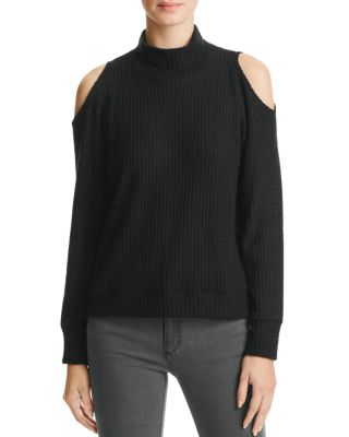 LNA Cold Shoulder Turtleneck Top