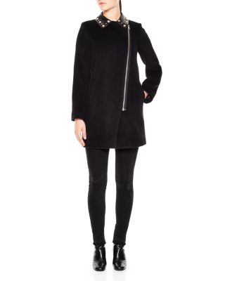 Sandro Malory Embellished-Collar Coat