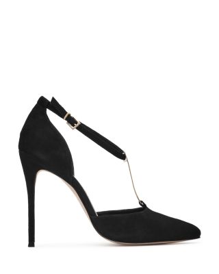 REISS Keira Metal T-Bar Pointed Toe Pumps 