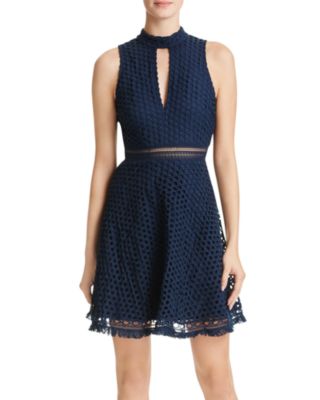 AQUA Circle Lace Mock Neck Dress