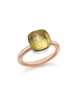 Pomellato Nudo Classic Ring with Lemon Quartz in 18K Rose and White Gold 