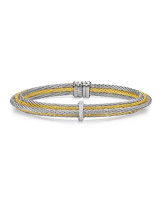 ALOR Two Tone Multi Cable Cuff with Diamonds