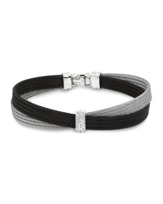 ALOR Two Tone Crisscross Cable Bracelet with Diamonds