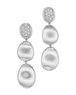 Marco Bicego 18K White Gold Lunaria Diamond Triple Drop Earrings