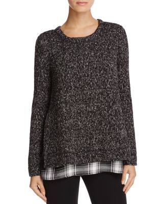 Sanctuary Plaid Hem Textured Sweater