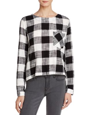 Bella Dahl Buffalo Plaid Button Back Pullover