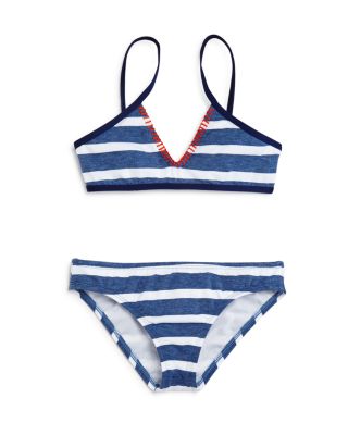 Splendid Girls' Chambray Stripe Two Piece Swimsuit - Sizes 7-14