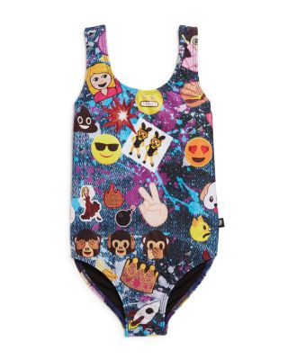 Terez Girls' Emoji Patch Print One Piece Swimsuit - Sizes 6-16 