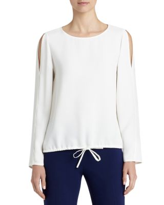 Lafayette 148 New York Maxina Cold-Shoulder Silk Blouse