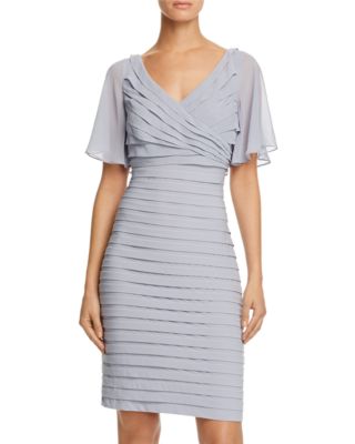 Adrianna Papell Flutter-Sleeve Pleated Dress