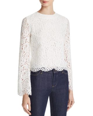 Alice and Olivia Pasha Bell-Sleeve Lace Top