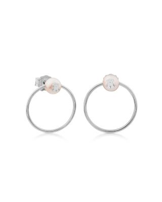 TOUS Sterling Silver and Cultured Freshwater Pearl Circle Drop Earrings