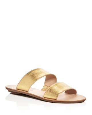 Loeffler Randall Clem Metallic Double Strap Slide Sandals