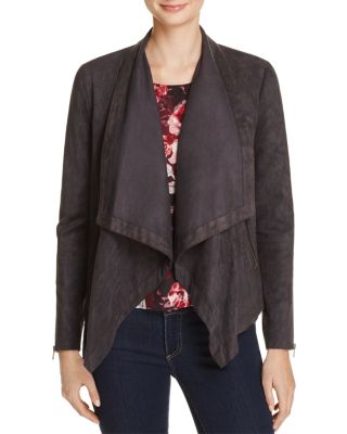 cupcakes and cashmere Mackenzie Drape Faux Suede Jacket