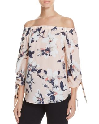 AQUA Floral Off-The-Shoulder Top