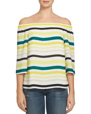 1.STATE Off-the-Shoulder Stripe Top