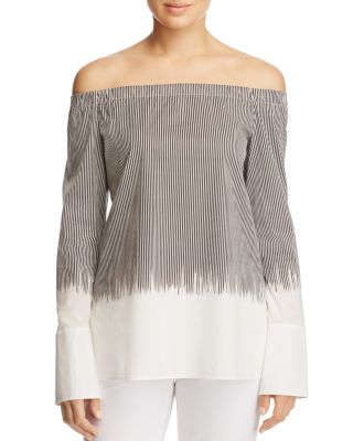 Lafayette 148 New York Amy Striped Off-The-Shoulder Blouse