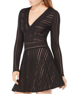 BCBGMAXAZRIA Kinley Striped Mesh Dress