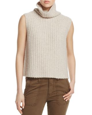 Vince Sleeveless Cashmere Blend Turtleneck In Hazel