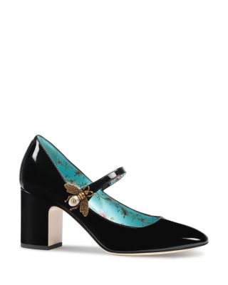 Gucci Embellished Patent-leather Mary Jane Pumps In Black