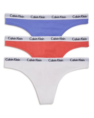 Calvin Klein Carousel Cotton Thong 3-pack Qd3587 In Lilac/coral/white