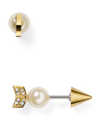 Rebecca Minkoff Faux Pearl Arrow Front-Back Earrings