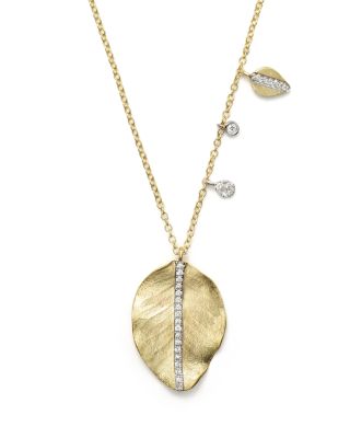 Meira T 14K Yellow Gold Leaf Charm Necklace, 16