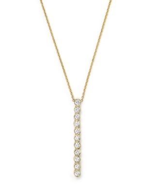 Zoë Chicco 14K Yellow Gold Bezel-Set Vertical Bar Necklace with Diamonds, 18