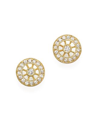 Meira T 14K Yellow Gold Filigree Charm Stud Earrings with Diamonds