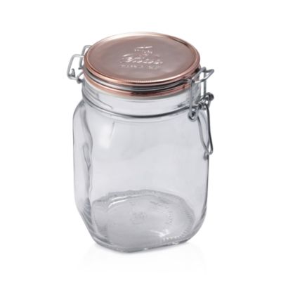 Bormioli Rocco Fido Square Copper Metallic Lid Jar, 33.75 oz. 