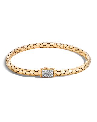 John Hardy 18K Yellow Gold Dot Slim Chain Bracelet with Diamonds