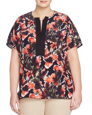 Lafayette 148 New York Plus Eloise Floral Print Top