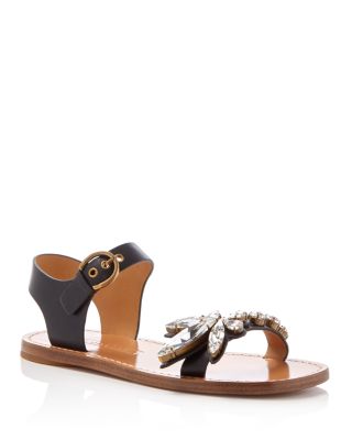 MARC JACOBS Rivington Crystal-Emebellished Flat Sandals