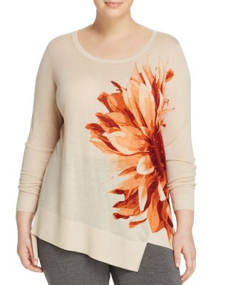 Marina Rinaldi Abbazia Flower Print Wool Sweater