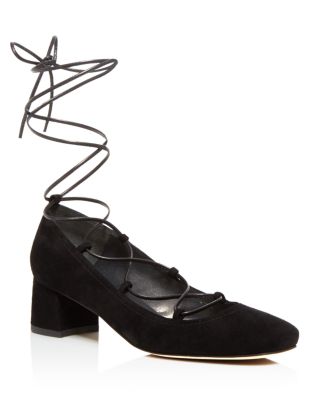 Stuart Weitzman Cordon Mid Heel Lace Up Pumps