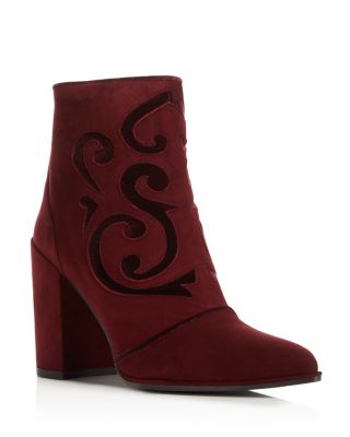 Stuart Weitzman Florish Suede and Velvet High Heel Booties