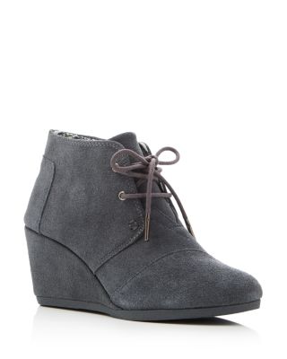 TOMS Lace Up Desert Wedge Booties