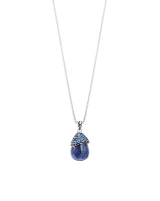 John Hardy Sterling Silver Classic Chain Celestial Orb Sodalite Pendant Necklace with Blue Sapphire, 24