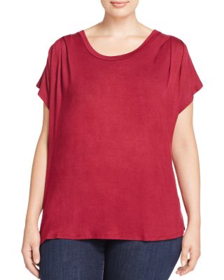 B Collection by Bobeau Curvy Nora Pleat Shoulder Tee