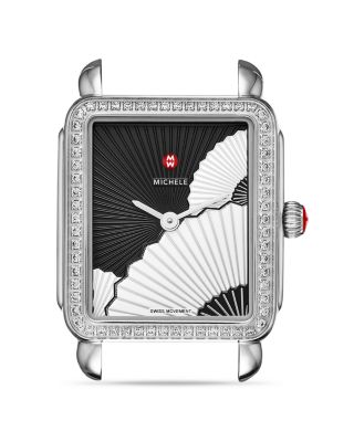 MICHELE Deco II Fan Diamond Dial Watch Head, 26 x 27.5mm