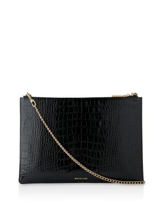 Whistles Rivington Shiny Croc-Embossed Clutch 