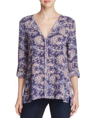 B Collection by Bobeau Cristy Floral Print Roll Sleeve Top