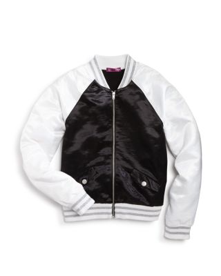 AQUA Girls' Black & White Bomber Jacket - Sizes S-XL