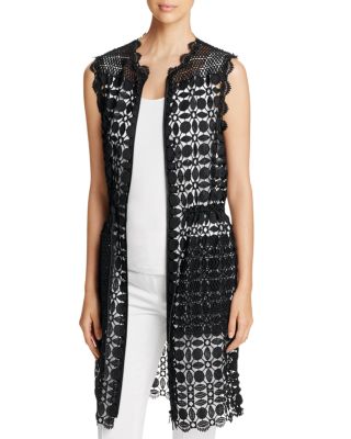 Elie Tahari Jordan Long Lace Vest 