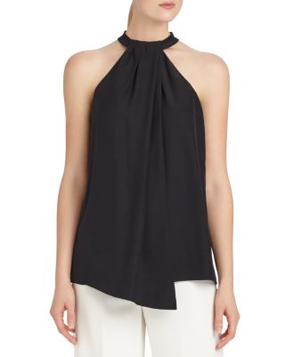 Lafayette 148 New York Madison Draped Overlay Silk Top