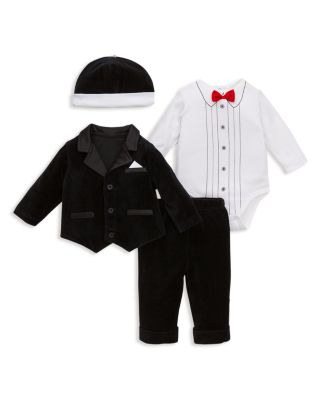 Little Me Infant Boys' 4 Piece Velour Tuxedo Set - Sizes 3-9 Months