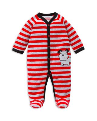 Offspring Infant Boys' Dog Striped Velour Footie - Sizes 3-9 Months