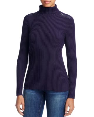 Love Scarlett Zip Shoulder Turtleneck Sweater