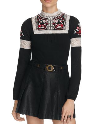 Free People Cozy On Up Embellished Top