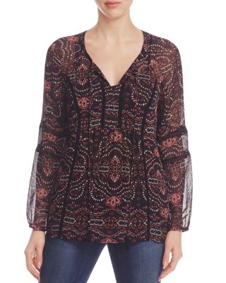 Daniel Rainn Printed Lace Boho Top